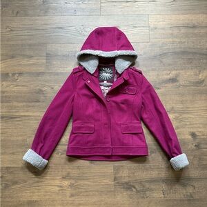 ugg | pink short peacoat with fur